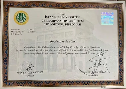 Tıp Doktoru Diploması — İstanbul Üniversitesi Cerrahpaşa Tıp Fakültesi (2013)